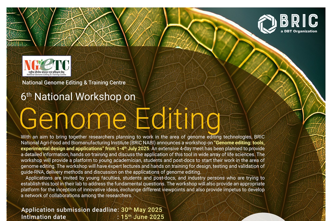 6th National Workshop on Genome Editing 6th National Workshop on Genome Editing